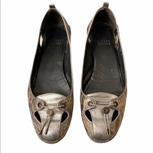 Stuart Weitzman Metallic Snakeskin Loafer Flats